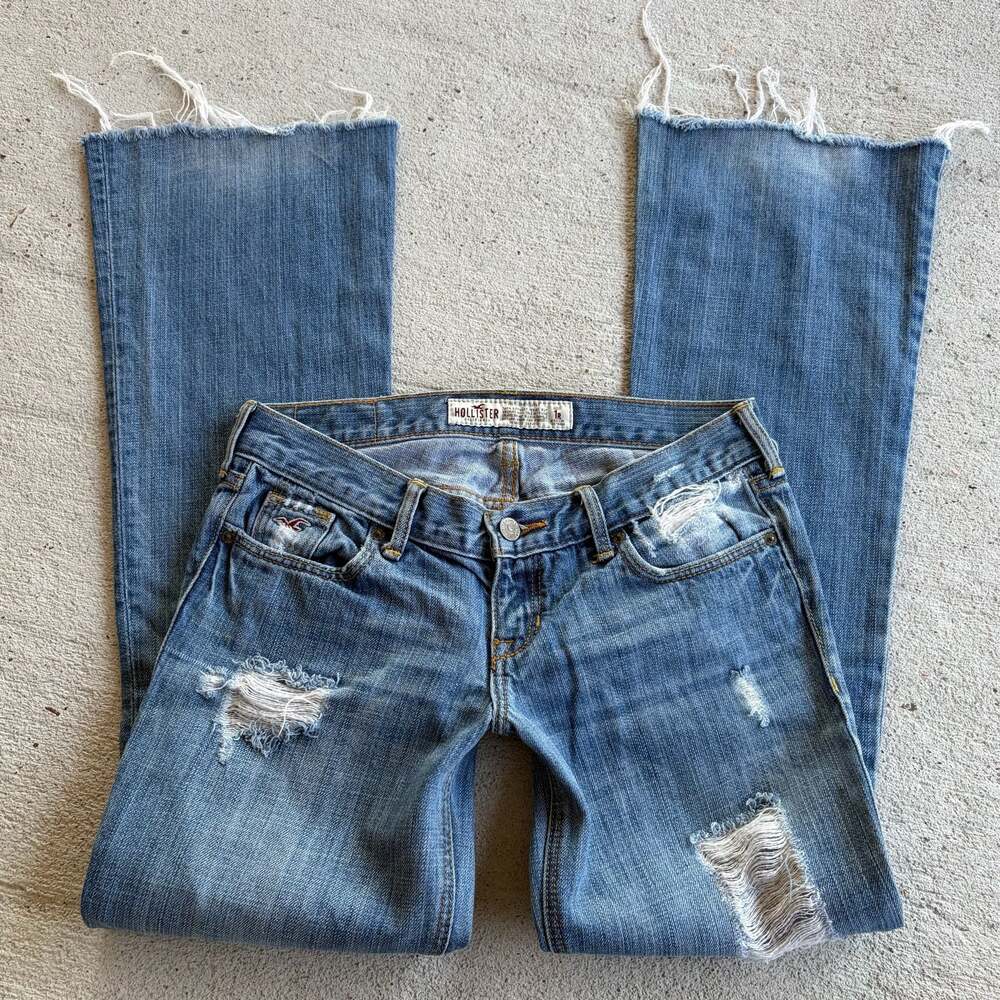 Hollister Distressed Low Rise Flare Jeans Size 1R